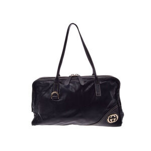 Gucci black leather Britt Boston Bag